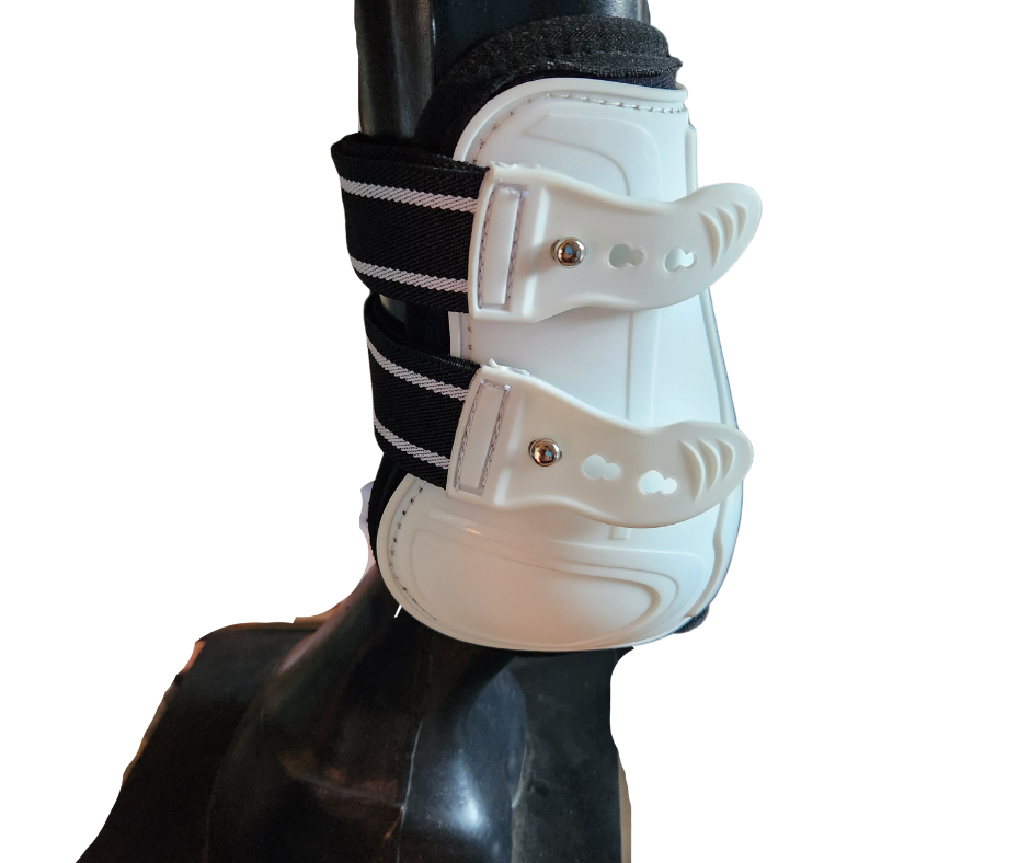 White Open Fronted Stud Jump Boots