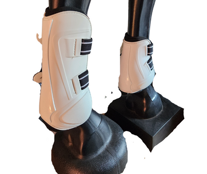 White Open Fronted Stud Jump Boots