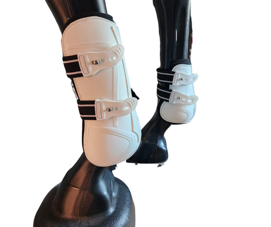 White Open Fronted Stud Jump Boots