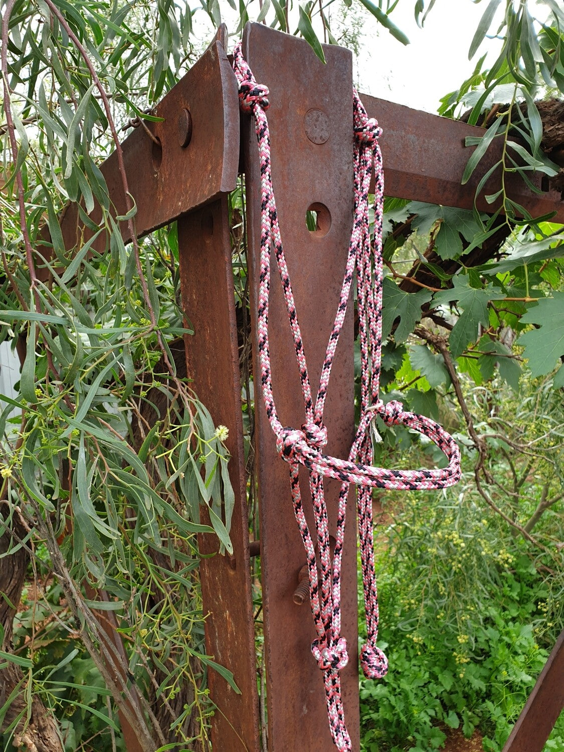 Rope Halter - Pink/Black/Silver